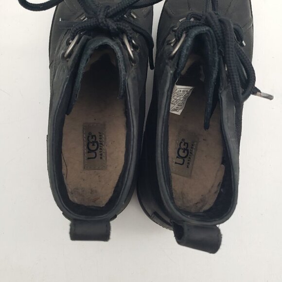 UGG Heather Black Leather Sheep Wool Waterproof Duck Boots Womens 7.5 - Picture 8 of 12